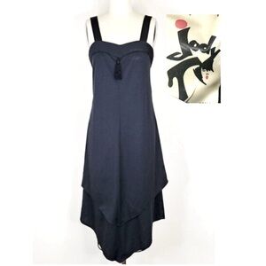 Jody T California Black Handkerchief Hem Vintage 70s Sleeveless Flapper Dress 9